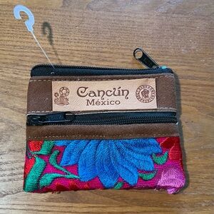 Cancun Mexico Coin Bag With Two Zippers